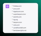 findlaw.com
avvo.com
legalzoom.com
superlawyers.com
lawinfo.com
hg.org
lawyers.com
nolo.com
cordellcordell.com
familylawrights.net