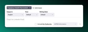 AIPRM - Engaging LinkedIn Post Content - Input Screenshot