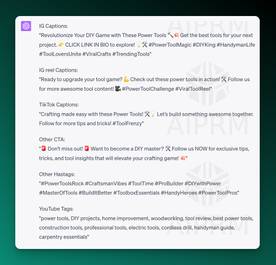AIPRM Prompt Screenshot Hashtag Generator Output