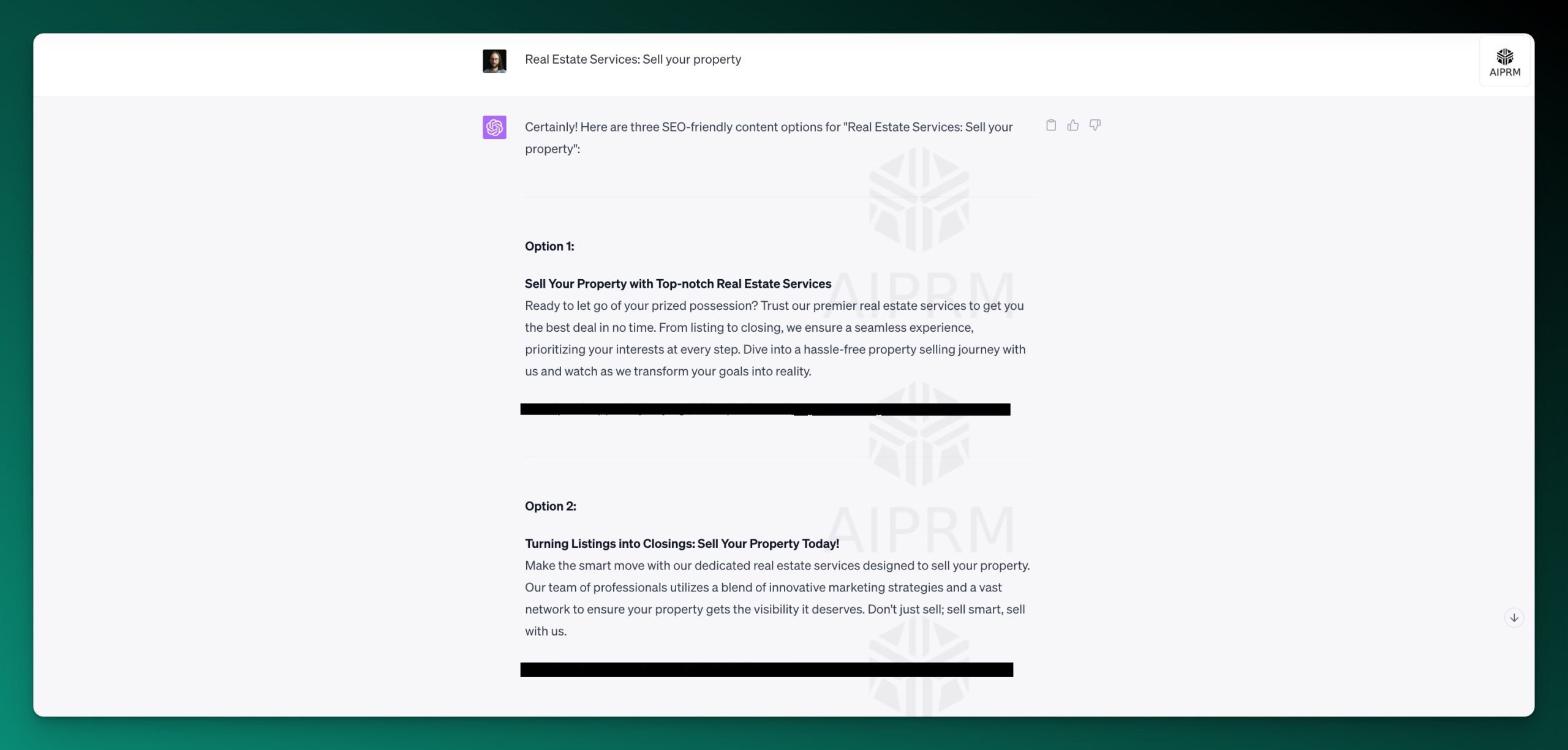 AIPRM – Real Estate – Website Copy