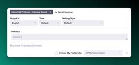 Screenshot of AIPRM Sales Call Protocol Prompt Input