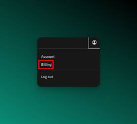 Screenshot of the AIPRM management menu with the Billing option highlighted.