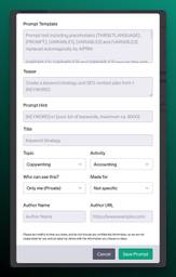 Prompt Template screenshot of AIPRM