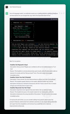 Screenshot of AIPRM Prompt Output for FB Ad Body Copy