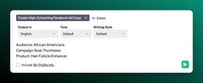 Screenshot of AIPRM Prompt Input for FB Ad Copy
