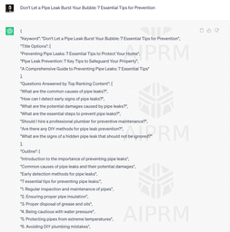 aiprm content brief small business example